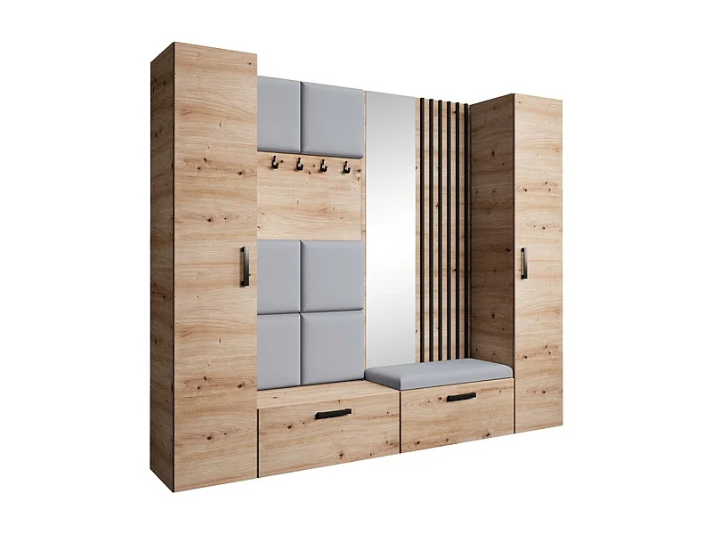 GARDEROBE Margaret XL 242/203/43 mit gepolsterten Paneelen/Lamellen/Spiegel