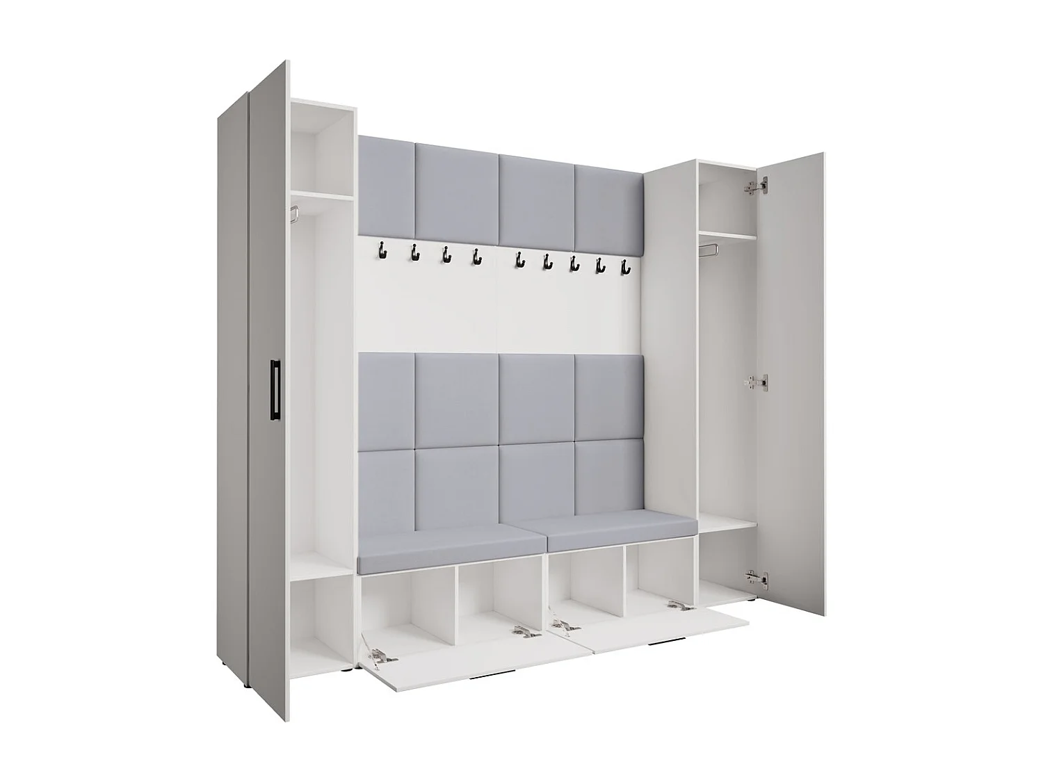 GARDEROBE Margaret XL 242/203/43 avec panneaux rembourrés et armoire à chaussures