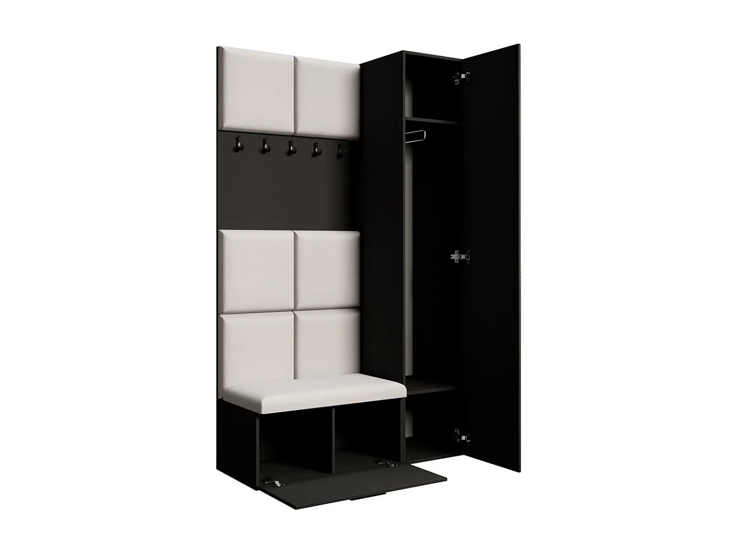 GARDEROBE Margaret I+IV 121/203/43 avec panneaux rembourrés