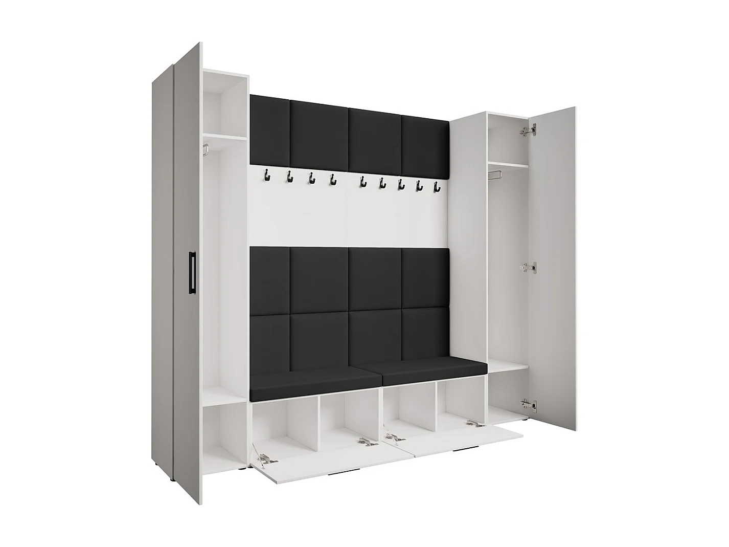 GARDEROBE Margaret XL 242/203/43 avec panneaux rembourrés et armoire à chaussures