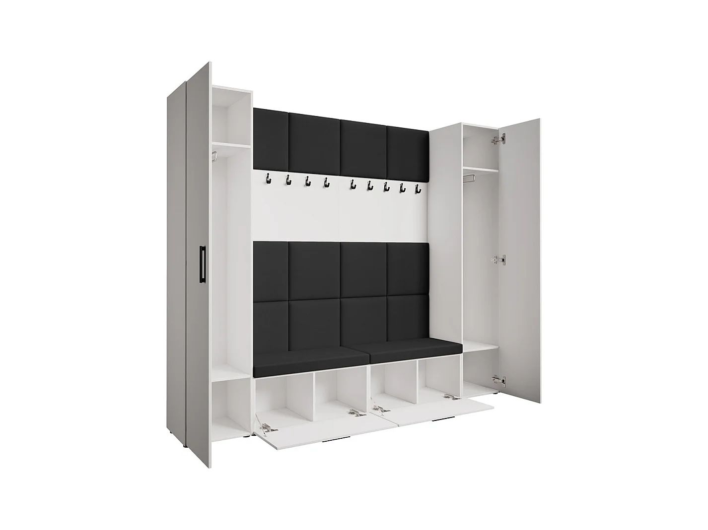 GARDEROBE Margaret XL 242/203/43 mit gepolsterten Paneelen und Schuhschrank