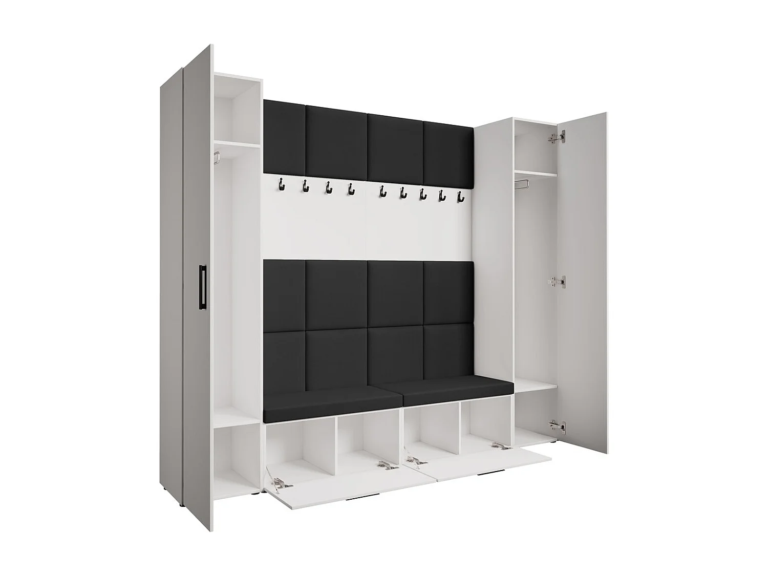 GARDEROBE Margaret XL 242/203/43 avec panneaux rembourrés et armoire à chaussures