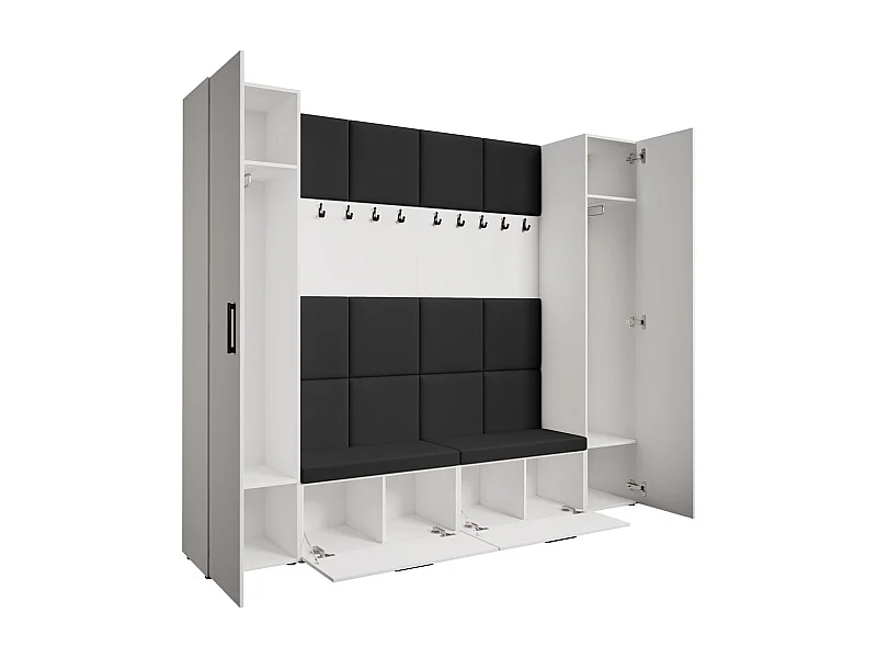 GARDEROBE Margaret XL 242/203/43 mit gepolsterten Paneelen und Schuhschrank