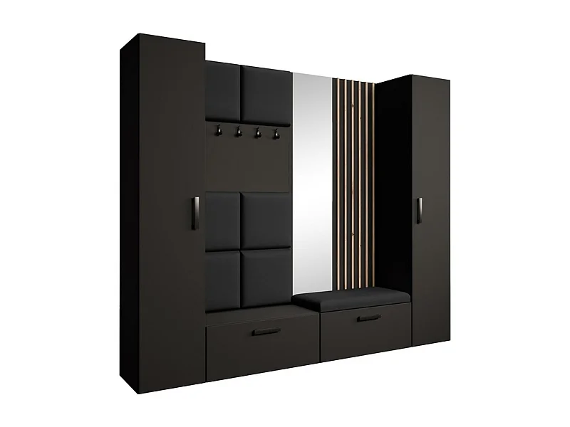 GARDEROBE Margaret XL 242/203/43 mit gepolsterten Paneelen/Lamellen/Spiegel