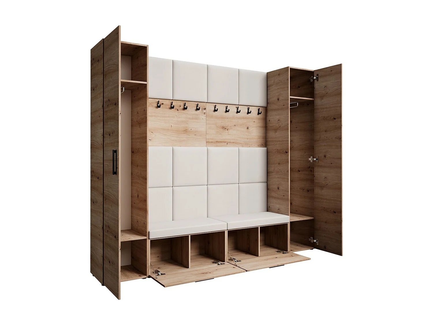 GARDEROBE Margaret XL 242/203/43 avec panneaux rembourrés et armoire à chaussures