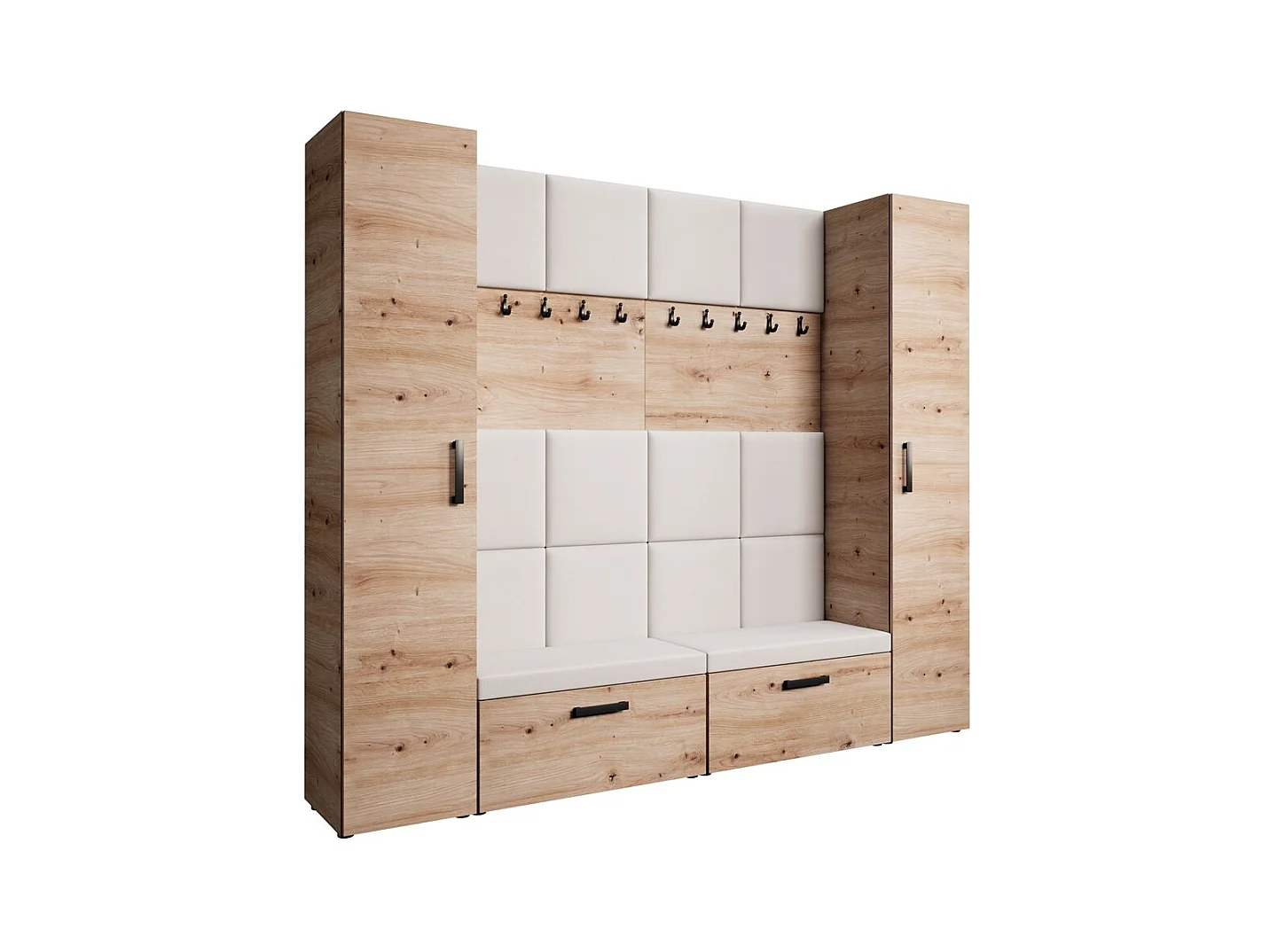 GARDEROBE Margaret XL 242/203/43 mit gepolsterten Paneelen und Schuhschrank