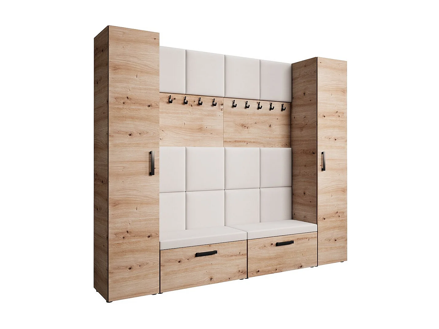 GARDEROBE Margaret XL 242/203/43 avec panneaux rembourrés et armoire à chaussures