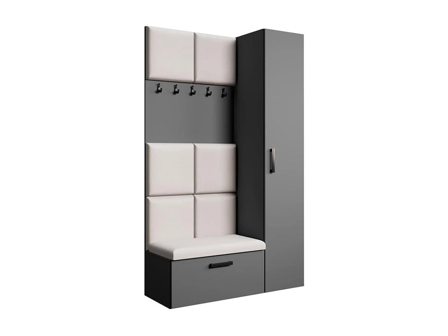 GARDEROBE Margaret I+IV 121/203/43 avec panneaux rembourrés