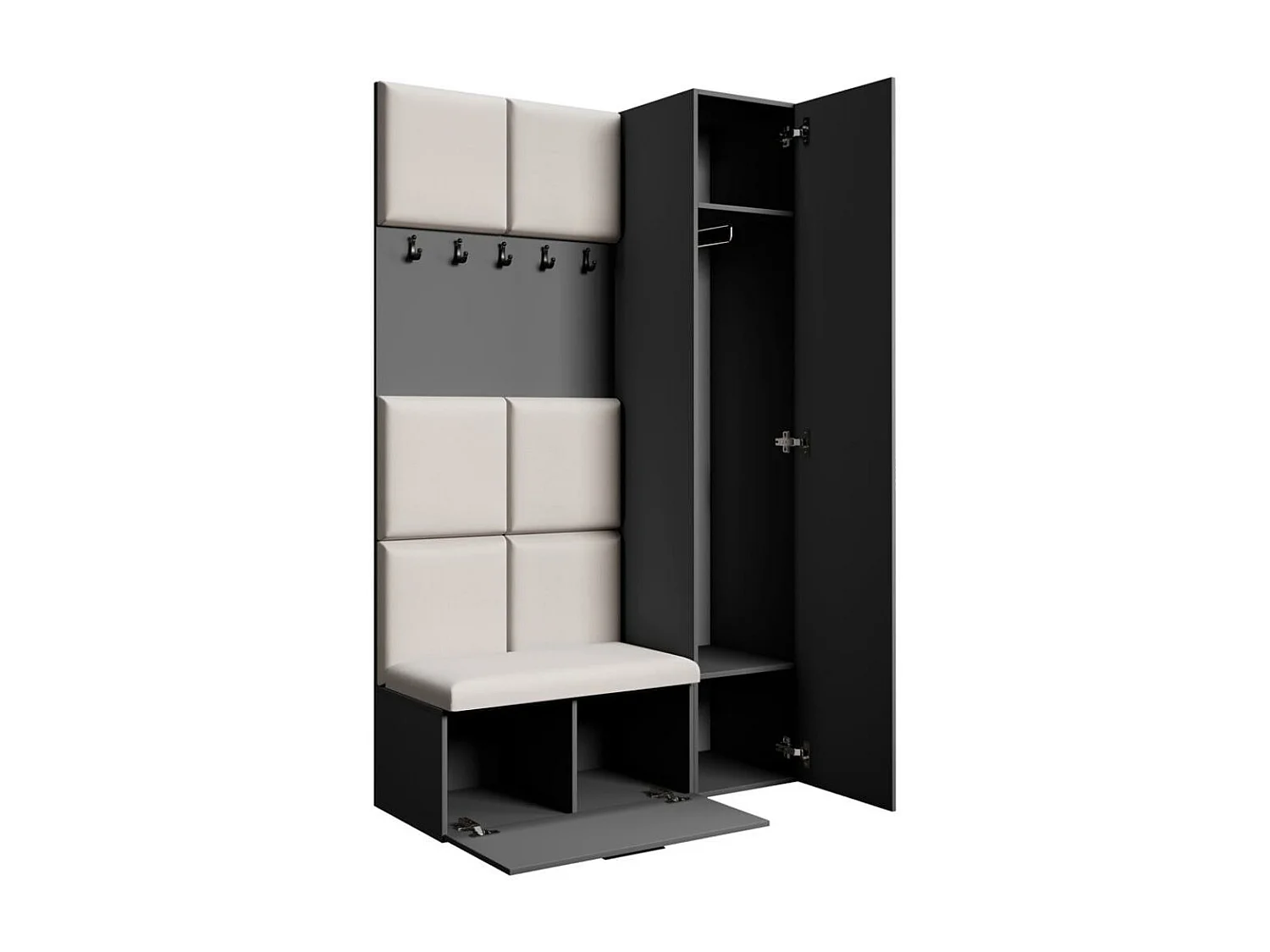 GARDEROBE Margaret I+IV 121/203/43 avec panneaux rembourrés