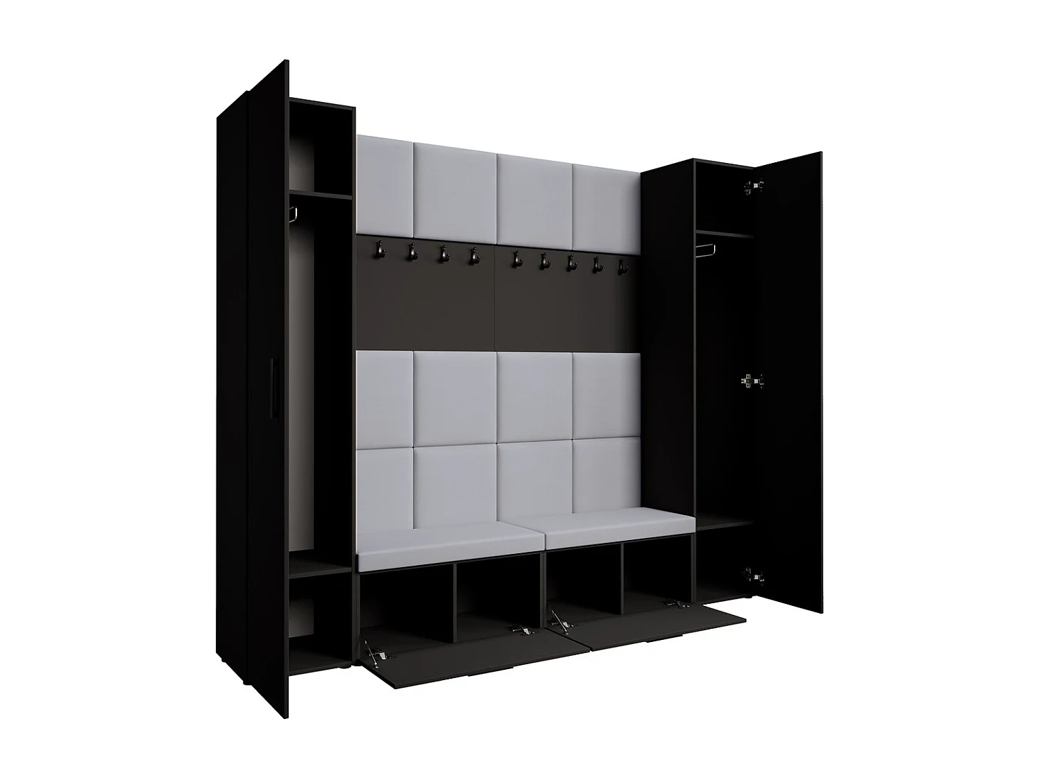 GARDEROBE Margaret XL 242/203/43 avec panneaux rembourrés et armoire à chaussures