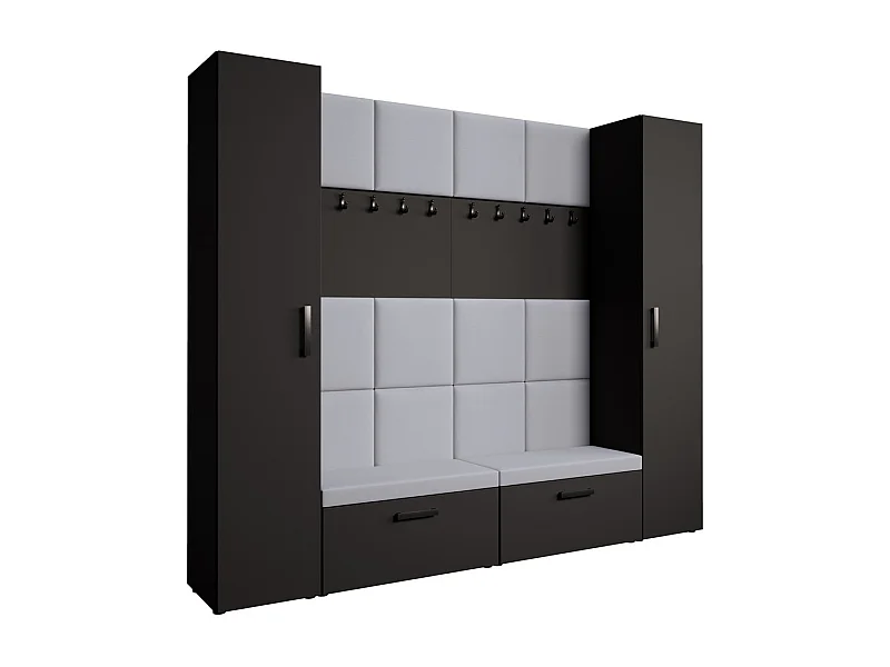 GARDEROBE Margaret XL 242/203/43 mit gepolsterten Paneelen und Schuhschrank