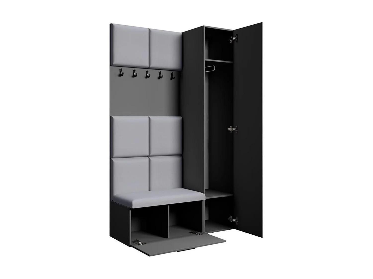 GARDEROBE Margaret I+IV 121/203/43 avec panneaux rembourrés