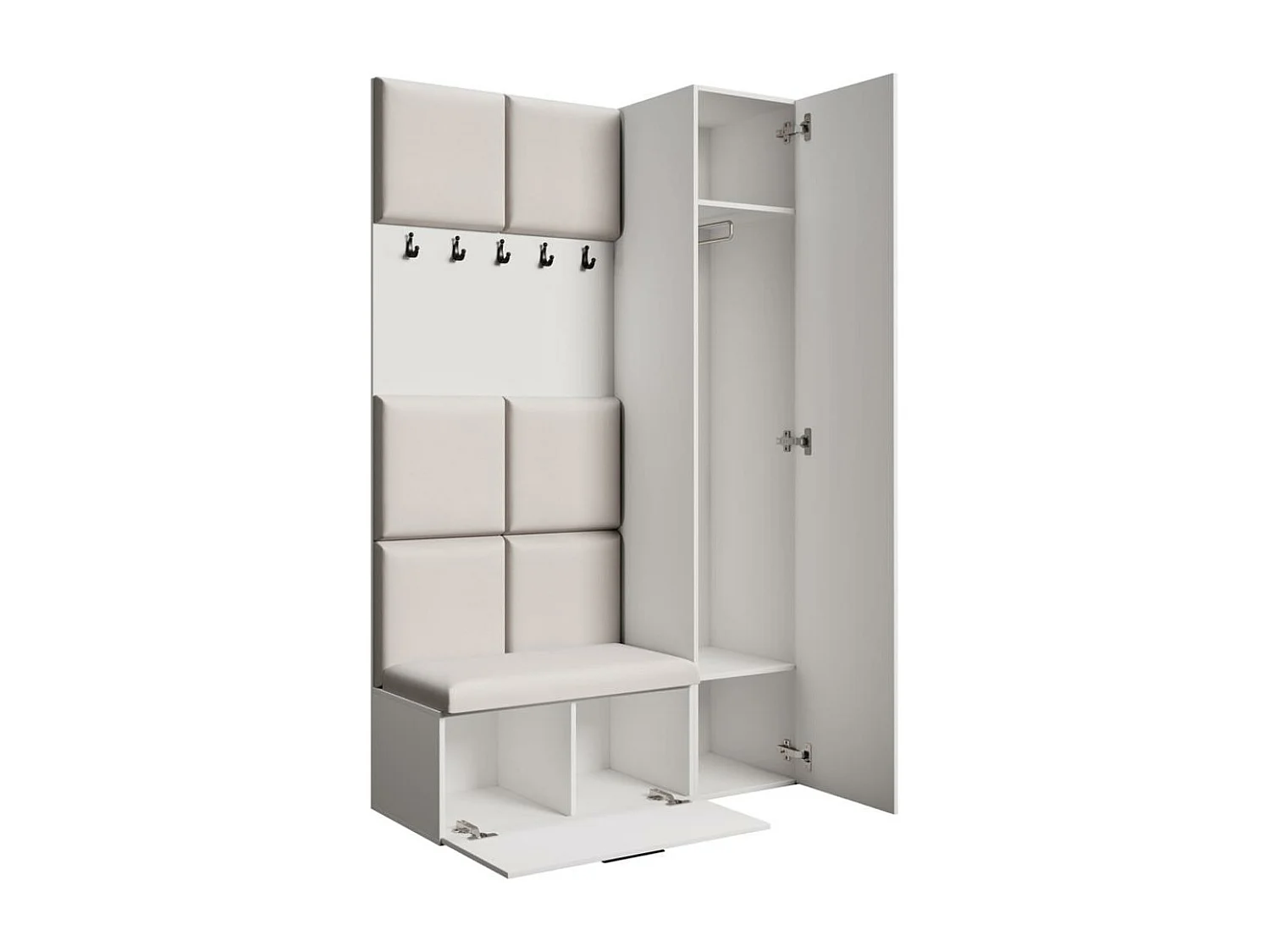 GARDEROBE Margaret I+IV 121/203/43 avec panneaux rembourrés