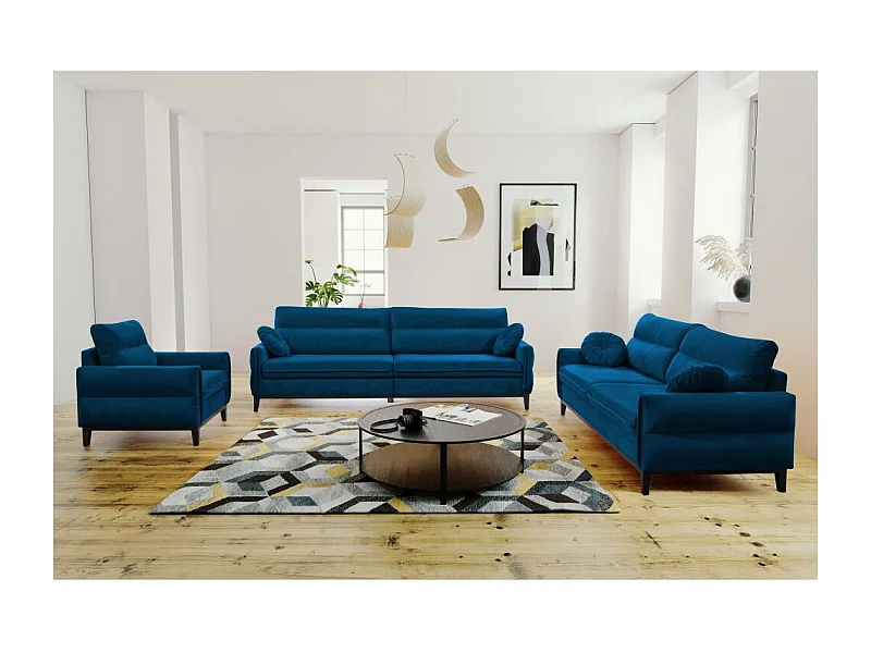 SOFA 3-SITZER Belweder Velours dunkelblau