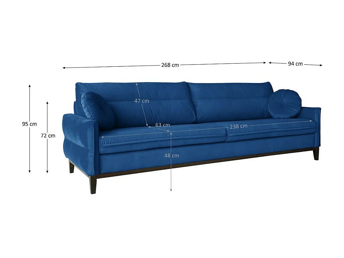SOFA 3-SITZER Belweder Velours dunkelblau