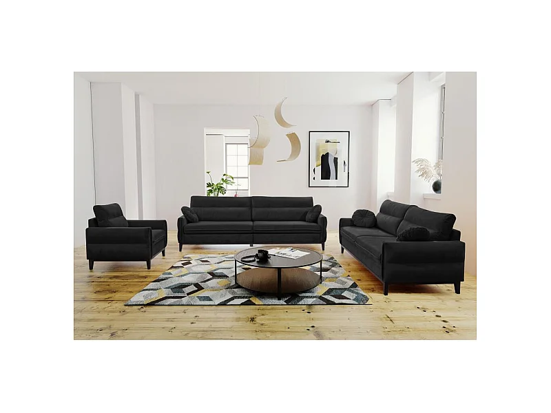SOFA 3-SITZER Belweder Velours schwarz
