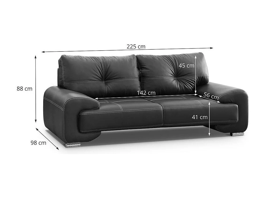 CANAPE 3 PLACES Omega noir