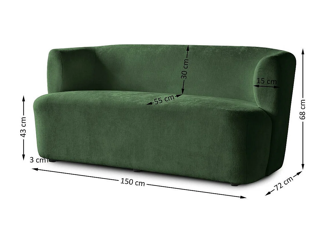 2-SITZER SOFA Nori dunkelgrün velour