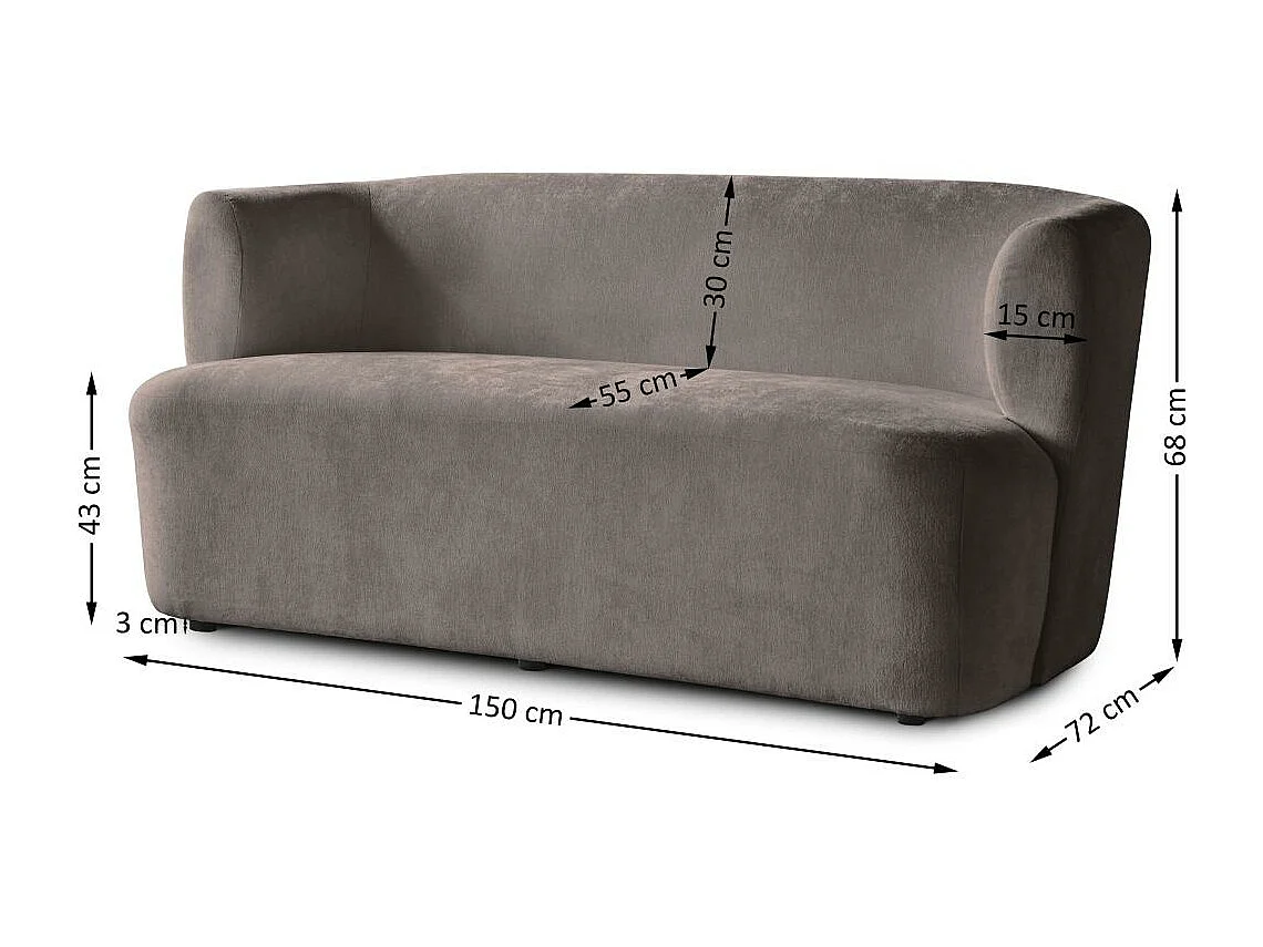 2-SITZER SOFA Nori braun velour