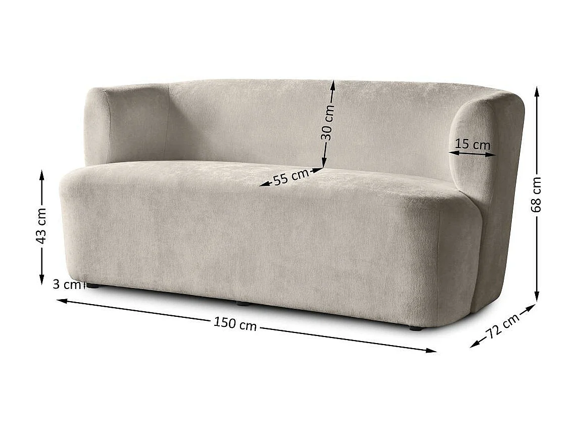 2-SITZER SOFA Nori cappuccino velour
