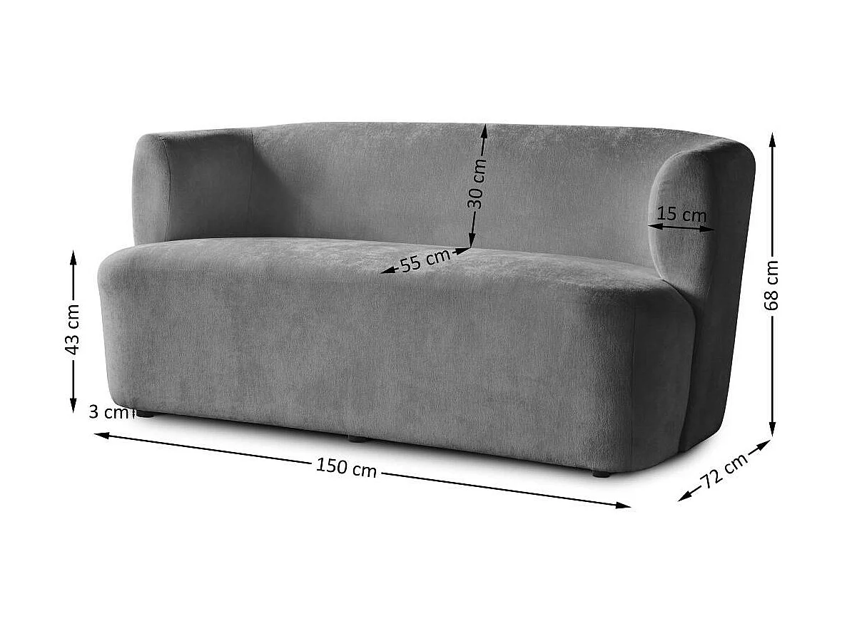 2-SITZER SOFA Nori grau velour