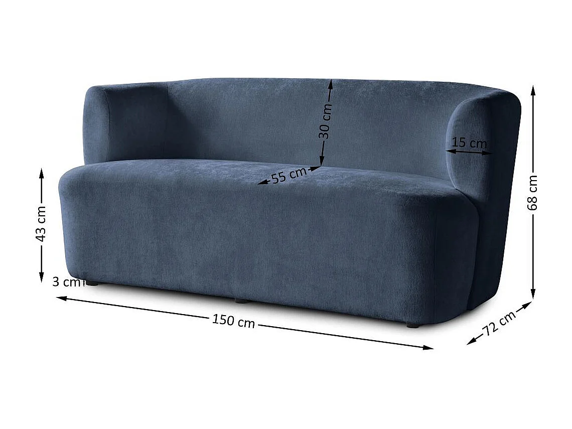 2-zitsbank Nori donkerblauw velours