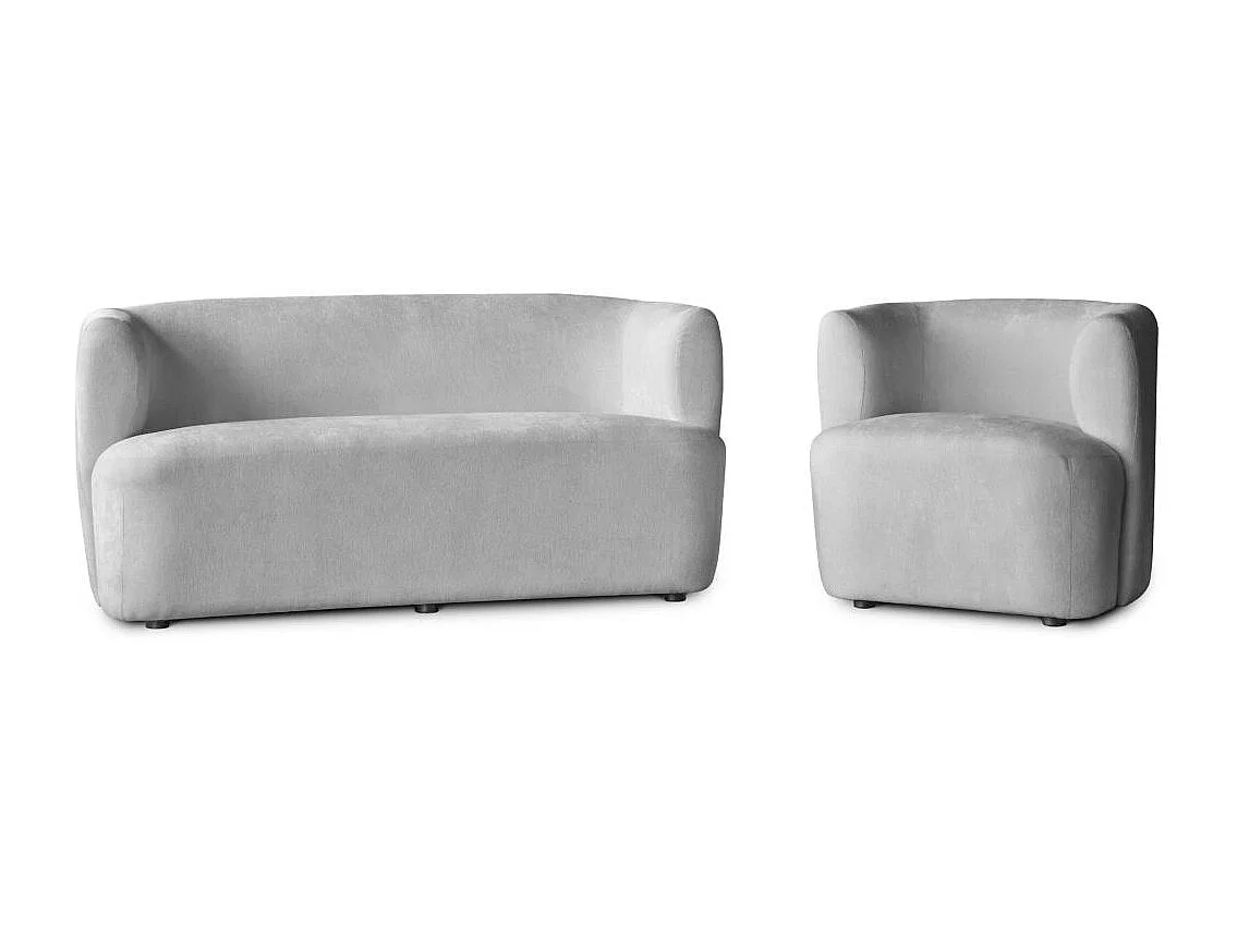 2-SITZER SOFA Nori hellgrau velour