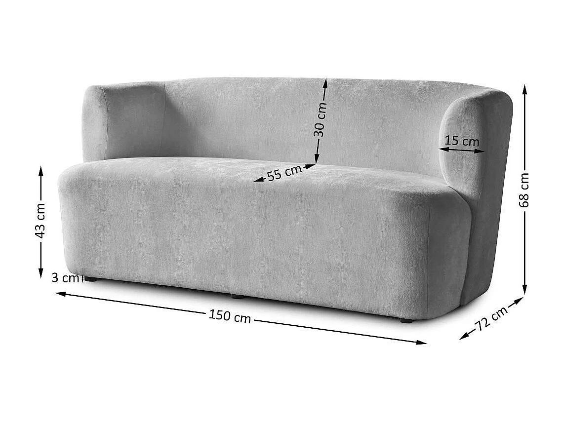2-SITZER SOFA Nori hellgrau velour