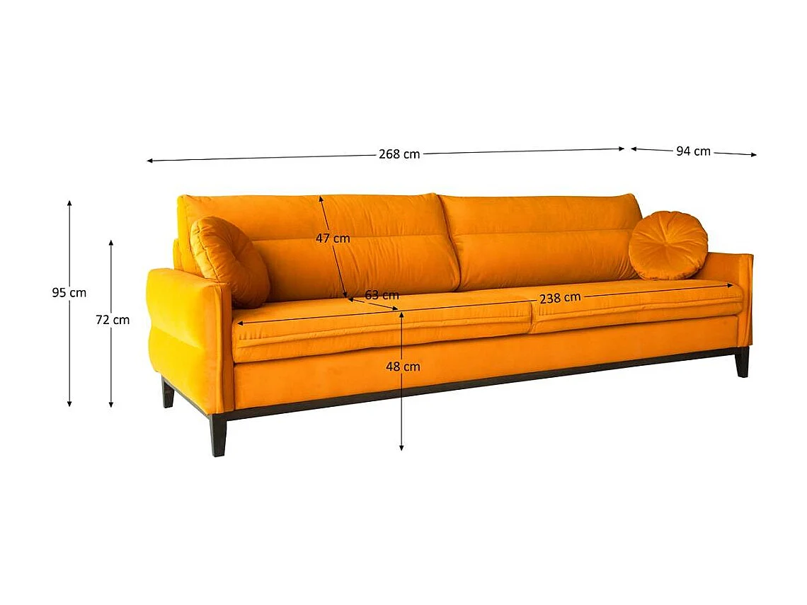 SOFA 3-SITZER Belweder Velours gelb