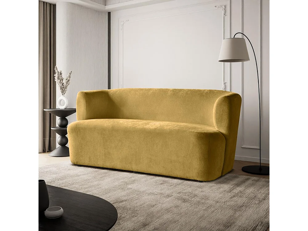 CANAPE 2 PLACES Nori jaune moutarde velours