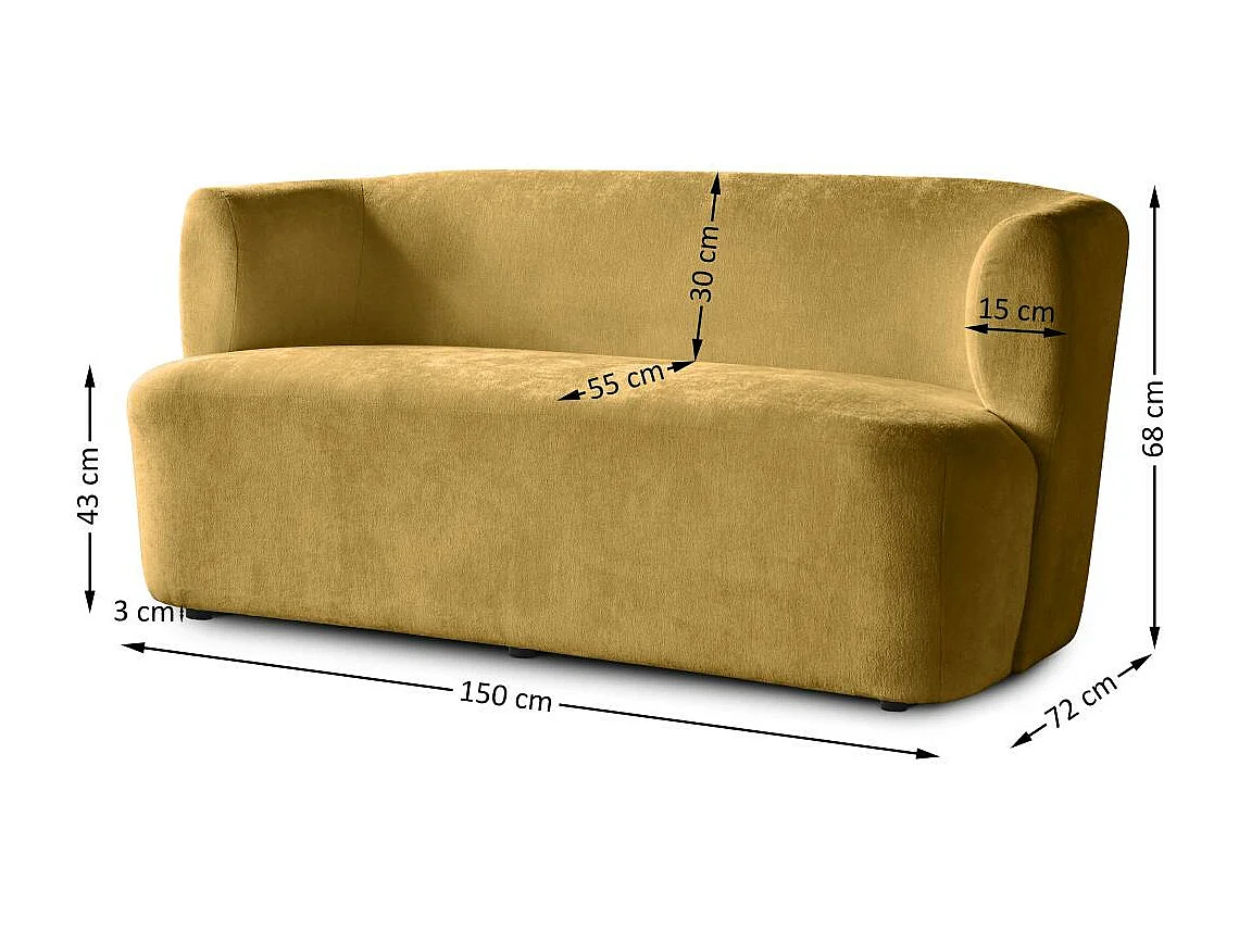 2-SITZER SOFA Nori senfgelb velour