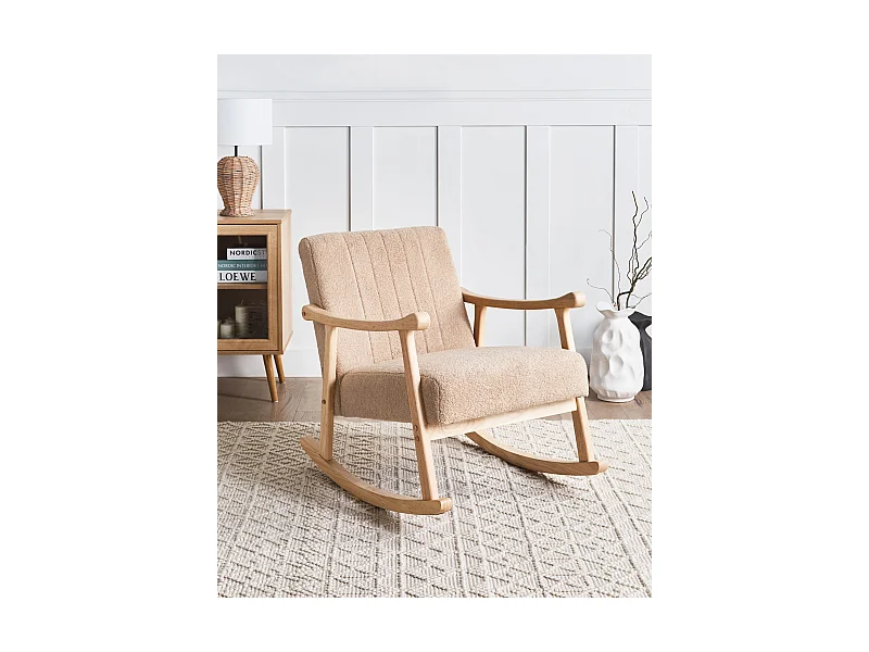 Fauteuil à bascule LEKNES Bouclé Beige