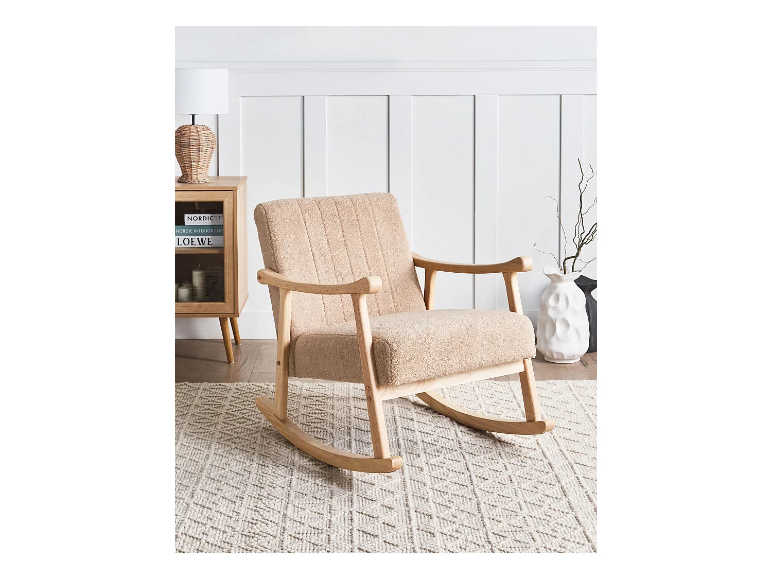 Schommelstoel LEKNES Bouclé Beige