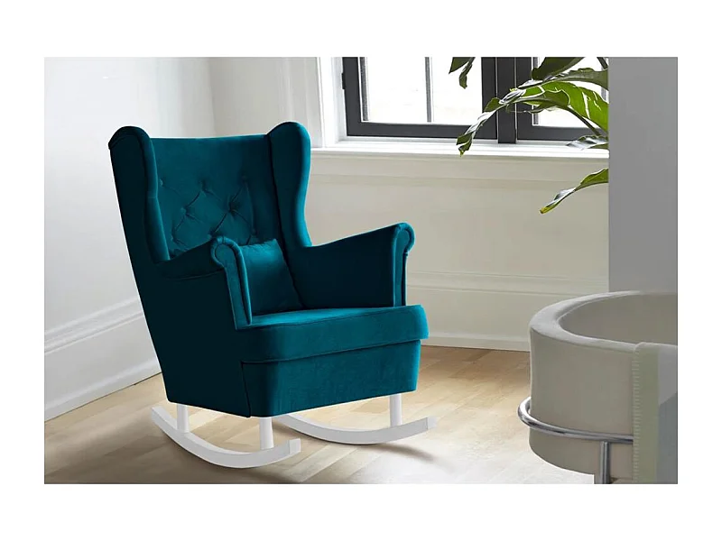 CHAISE DE BOUQUETTE Fabio turquoise avec pieds blancs