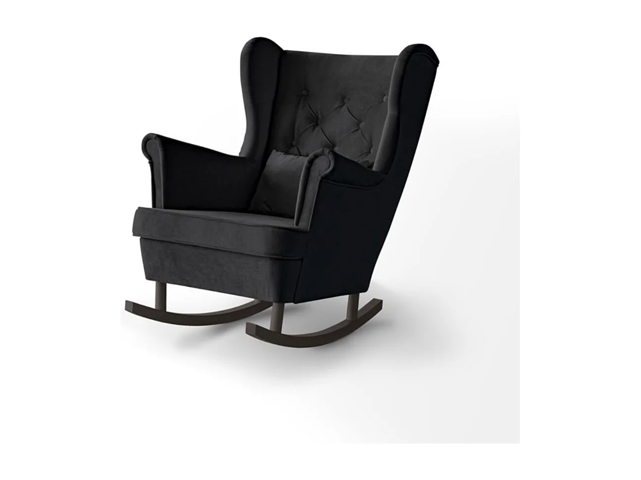 FAUTEUIL DE CHAISE Fabio noir avec pieds en wengé