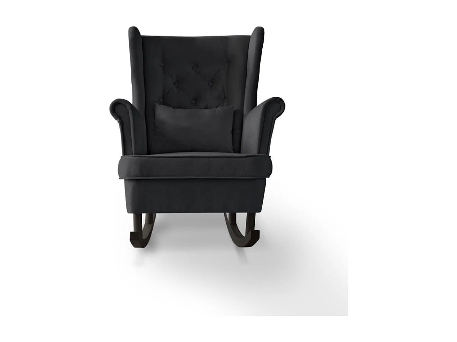 FAUTEUIL DE CHAISE Fabio noir avec pieds en wengé