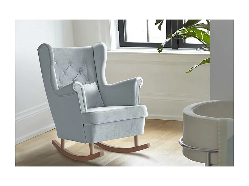 CHAISE DE BOUQUETTE Fabio gris clair avec pieds en hêtre