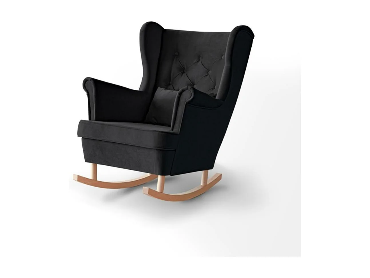 FAUTEUIL DE CHAISE Fabio noir avec pieds en hêtre