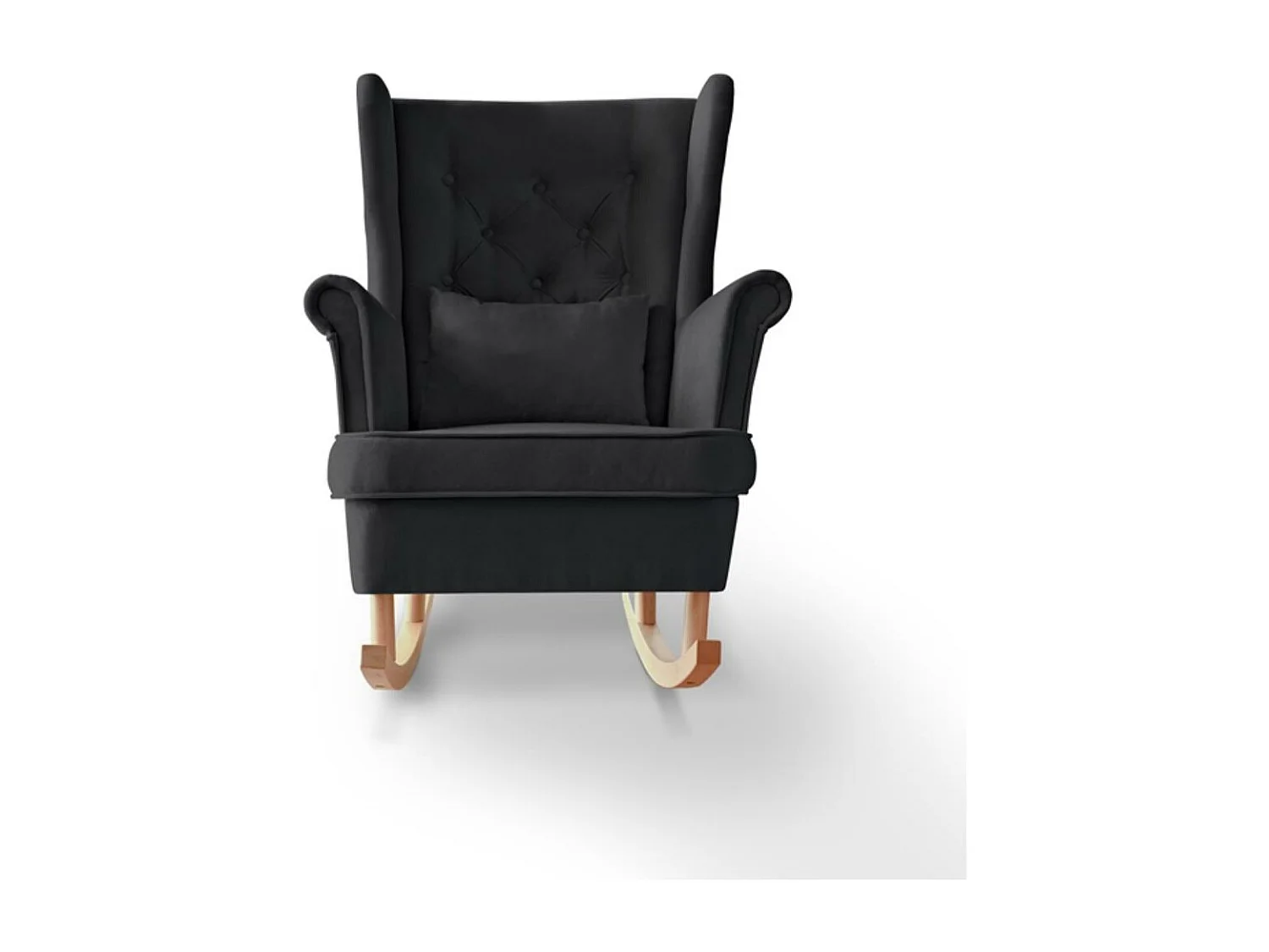 FAUTEUIL DE CHAISE Fabio noir avec pieds en hêtre