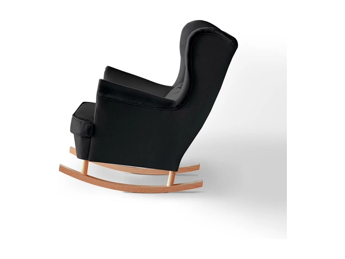 FAUTEUIL DE CHAISE Fabio noir avec pieds en hêtre