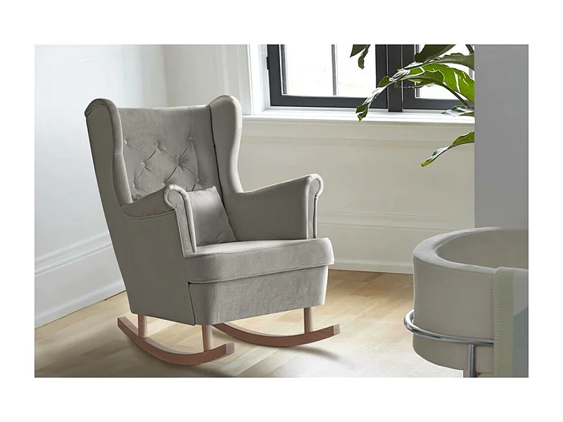 CHAISE DE BOUQUETTE Fabio beige avec pieds en hêtre