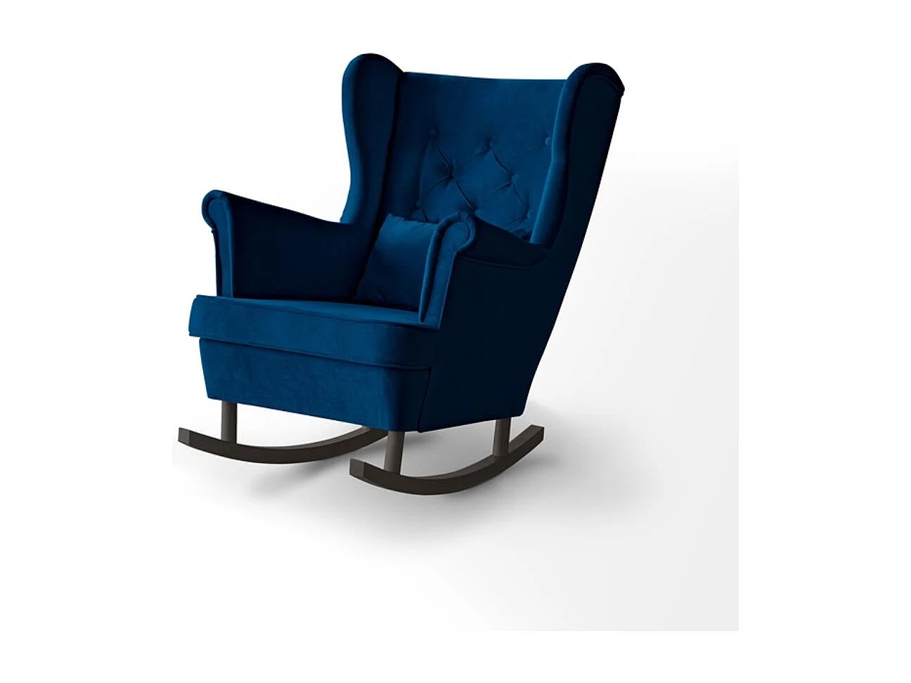 FAUTEUIL DE CHAISE Fabio bleu foncé avec pieds wengé