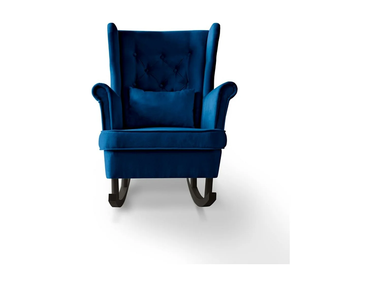 FAUTEUIL DE CHAISE Fabio bleu foncé avec pieds wengé