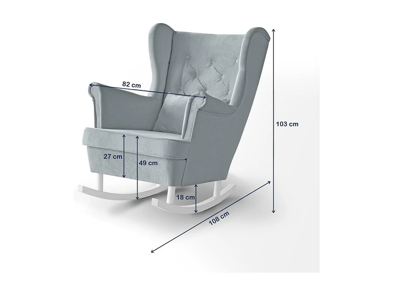 FAUTEUIL DE CHAISE Fabio bleu foncé avec pieds wengé