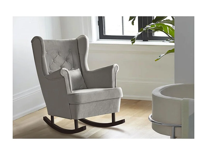 FAUTEUIL DE CHAISE Fabio beige avec pieds wengé