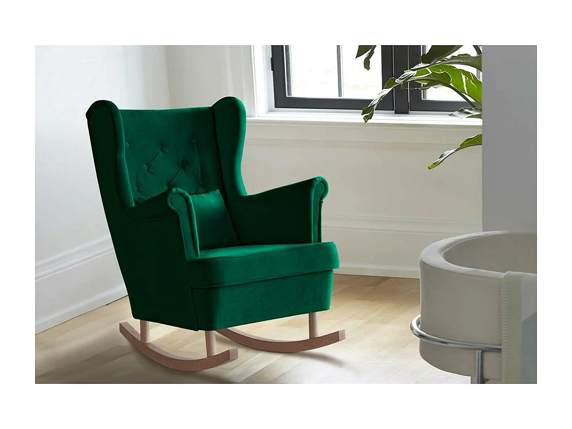 CHAISE DE BOUQUETTE Fabio vert avec pieds en hêtre