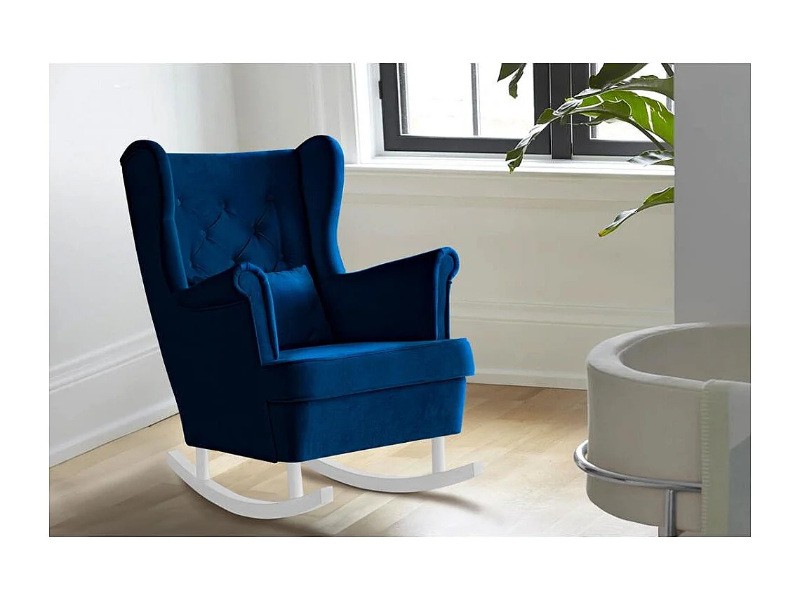 FAUTEUIL DE CHAISE Fabio bleu foncé avec Blanc Pieds
