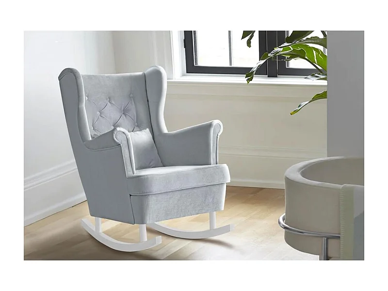 SCHAUKELSTUHL Fabio hellgrau mit Weiß Beinen