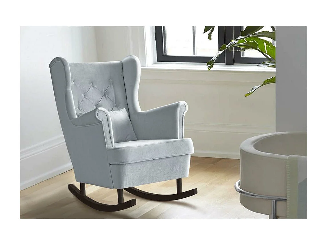 FAUTEUIL DE CHAISE Fabio gris clair avec pieds en wengé