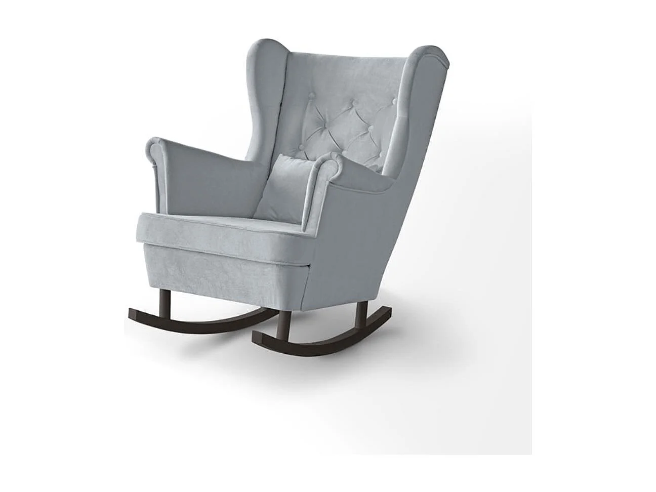 FAUTEUIL DE CHAISE Fabio gris clair avec pieds en wengé